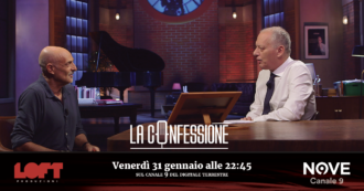 Copertina di La Confessione (Nove), Paolo Brosio a Peter Gomez: “Antonio Di Pietro? Sbagliò a lasciare la toga, mi ha deluso”