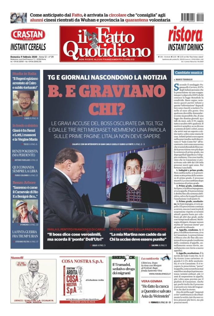 Copertina di domenica 9 febbraio 2020