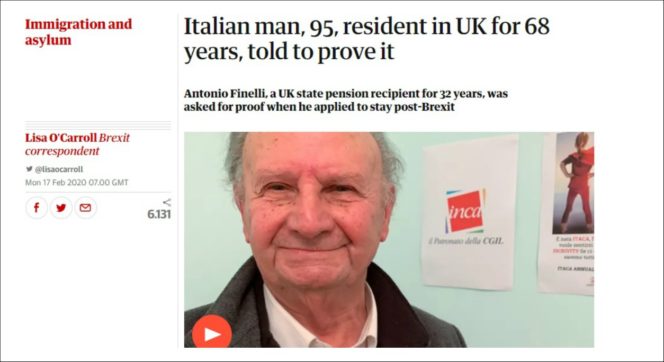 Brexit, 95enne italiano in Uk dal ’52 deve dimostrare di essere residente per restare. “Mi trattano come se non esistessi”