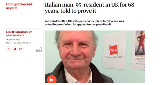 Brexit, 95enne italiano in Uk dal ’52 deve dimostrare di essere residente per restare. “Mi trattano come se non esistessi”
