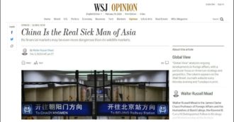 Copertina di Coronavirus, Wall Street Journal: “La Cina è il malato d’Asia”. E Pechino caccia 3 giornalisti della testata: “Titolo razzista”