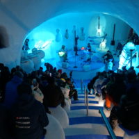 L’interno dell’Ice Dome durante il concerto di inaugurazione