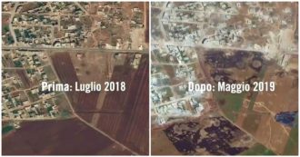 Copertina di Siria, Idlib prima e dopo i bombardamenti: le immagini dal drone sulla città a nove anni dall’inizio della guerra civile
