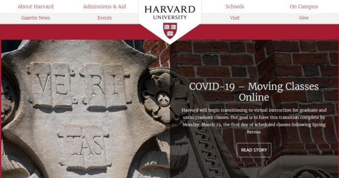 Coronavirus, Harvard chiede agli studenti di non rientrare dopo pausa di primavera. Mit, Columbia e Princeton passano a lezioni online