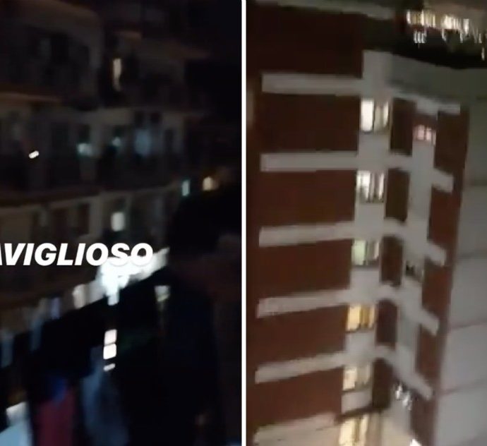 Coronavirus, da Napoli a Salerno e Torino: nelle città deserte la gente canta insieme dai balconi, le immagini dalle città