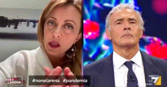 Copertina di Coronavirus, battibecco Giletti-Meloni a La7: “Cinesi punto di riferimento”. “Non mi fregano, prima delle mascherine ci hanno portato il virus”