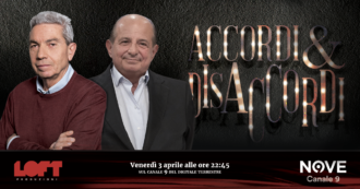Copertina di Accordi&Disaccordi (Nove), Padellaro e Magalli ospiti di Scanzi e Sommi stasera alle 22.45 con la partecipazione di Marco Travaglio