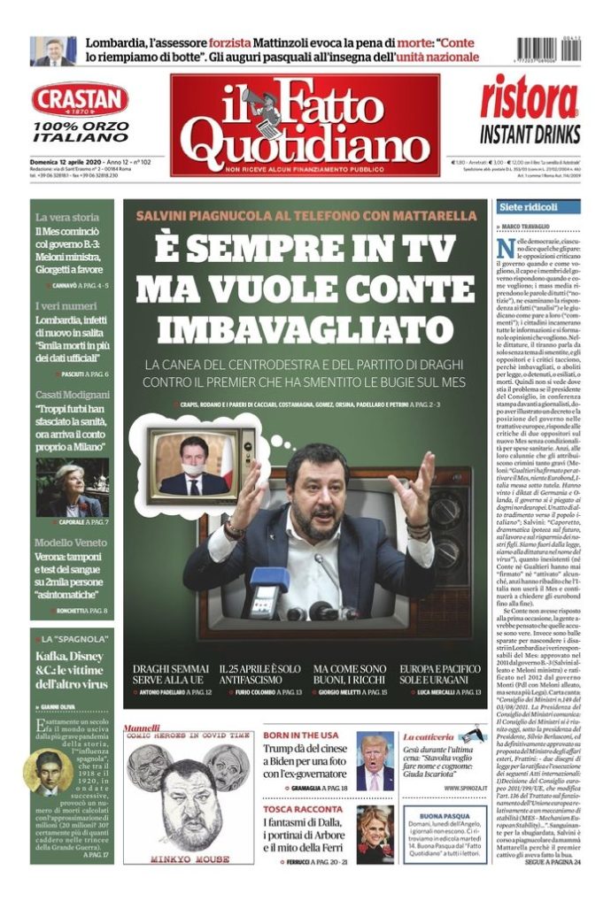 Copertina di domenica 12 aprile 2020