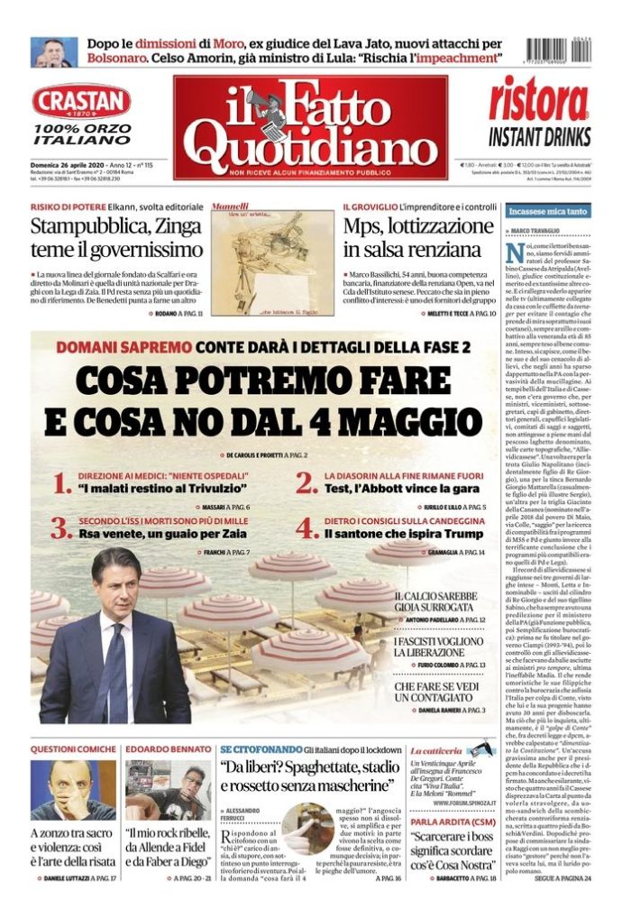 Copertina di domenica 26 aprile 2020