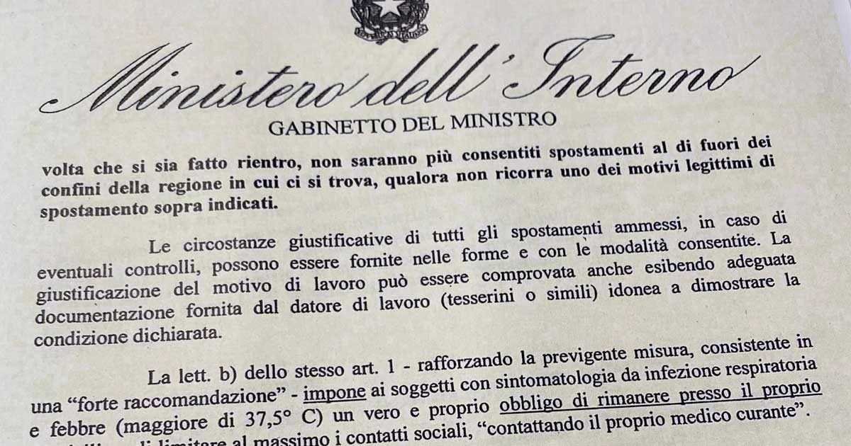 Coronavirus, il Viminale ai prefetti: “Equilibrio tra applicazione delle norme e benessere dei cittadini. Stop alla comunicazione di riapertura da parte delle aziende, ci sarà un nuovo regime di controlli”