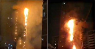 Copertina di Emirati Arabi, vasto incendio in un grattacielo di 48 piani: sette feriti. A fuoco la Torre Abbco di 190 metri