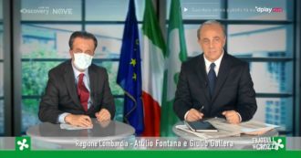 Copertina di Crozza si sdoppia in Fontana-Gallera mentre parlano del “caso Report”. L’assessore: “Attilio è un signore, le donazioni si fanno ma non si dicono”