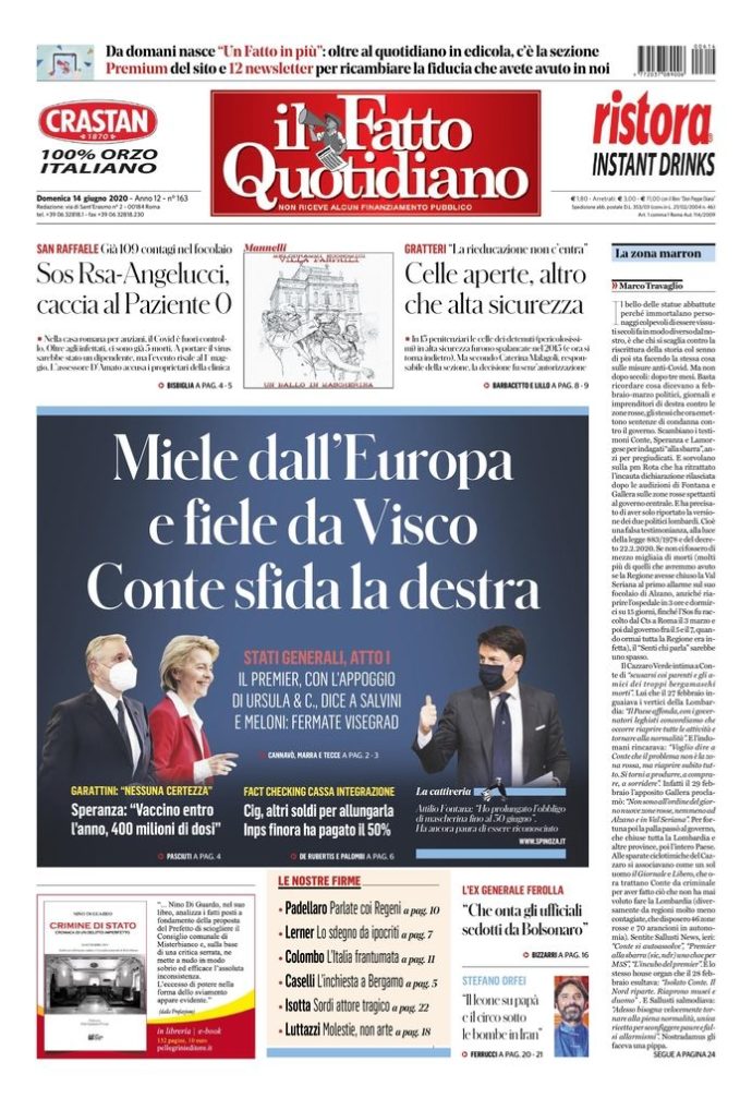 Copertina di domenica 14 giugno 2020