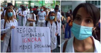 Copertina di Lombardia, specializzandi protestano sotto la Regione: “Con la pandemia in prima linea, ora fantasmi. Scelta politica escluderci dal bonus”