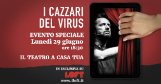 Copertina di Evento speciale, Andrea Scanzi recita in esclusiva su Loft ‘I cazzari del virus’ fino a giovedì 2 luglio. E il libro vola in classifica