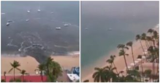 Copertina di Fiume nero si riversa per 20 minuti nel mare cristallino di Acapulco: ecco come cambia la costa