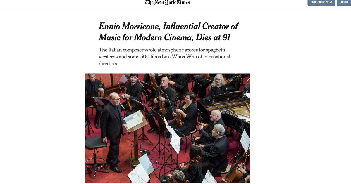 “Ennio Morricone non parlava inglese e componeva da Roma. È stato negli Usa per la prima volta a 78 anni”: il ricordo del New York Times