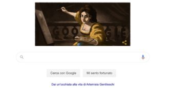 Copertina di Doodle di Google oggi dedicato ad Artemisia Gentileschi: ecco chi è