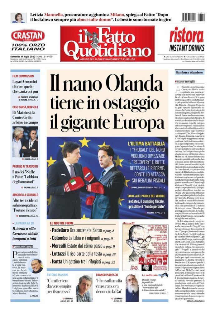 Copertina di domenica 19 luglio 2020