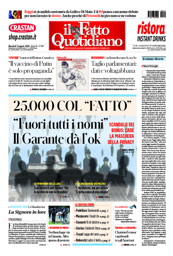 25 000 Col Fatto Fuori Tutti I Nomi Il Garante Da L Ok Il Fatto Quotidiano