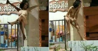 Copertina di Turista nuda si arrampica su un santuario, fedeli infuriati: arrestata e multata, era ubriaca