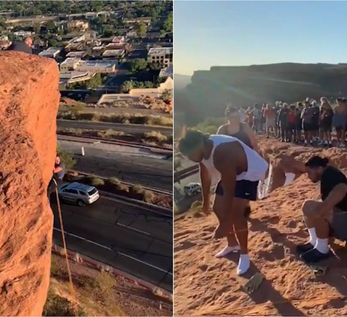 Scalatrice rimane impigliata per i capelli durante un’arrampicata in Utah: così la squadra di football riesce a salvarla – Video