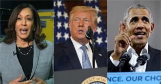 Copertina di Usa 2020: Trump ‘il rettiliano’ (a sua insaputa) ruba la scena a Harris e Obama alla convention democratica