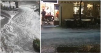 Copertina di Maltempo, violenta grandinata su Merano: le strade della cittadina diventano fiumi di acqua e ghiaccio. Allerta arancione al nord