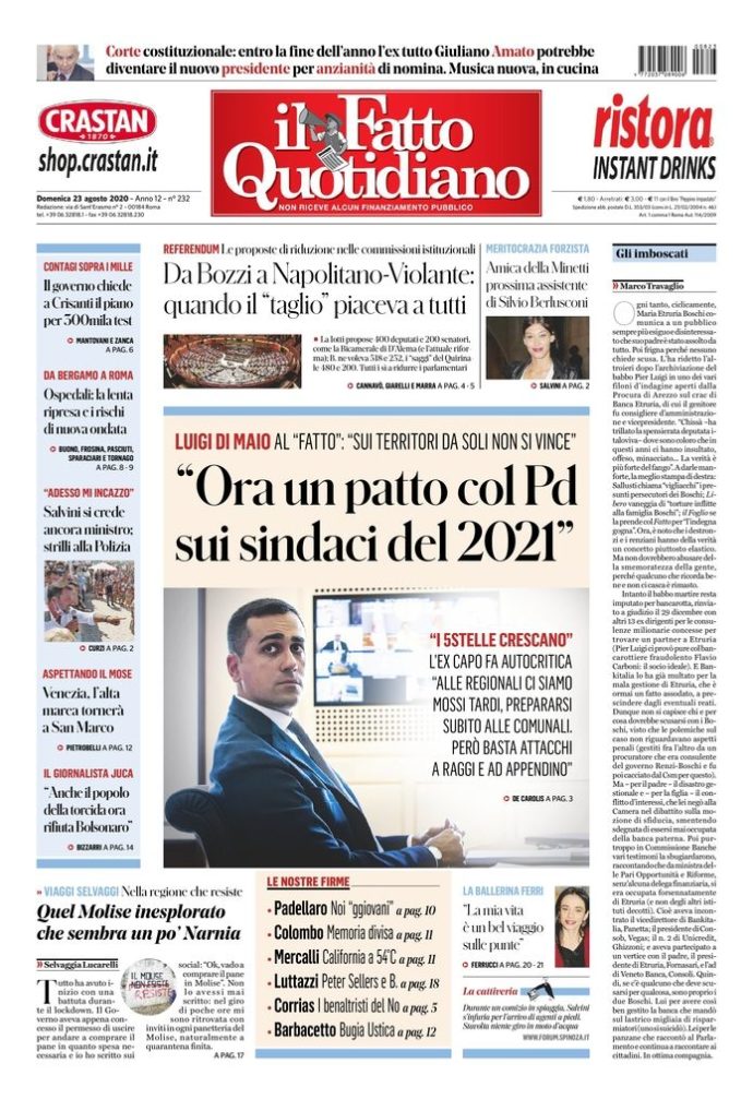 Copertina di domenica 23 agosto 2020