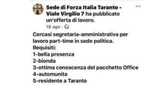 Copertina di “Assumiamo segretaria bionda e di bella presenza”: l’annuncio sessista della sede di Forza Italia di Taranto