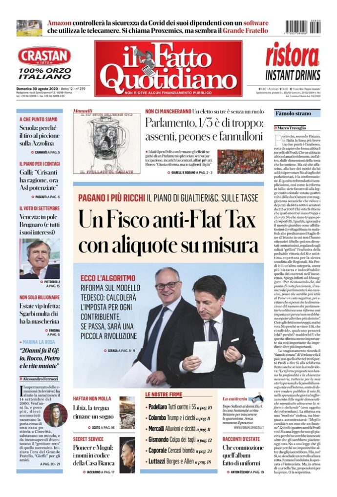 Copertina di domenica 30 agosto 2020