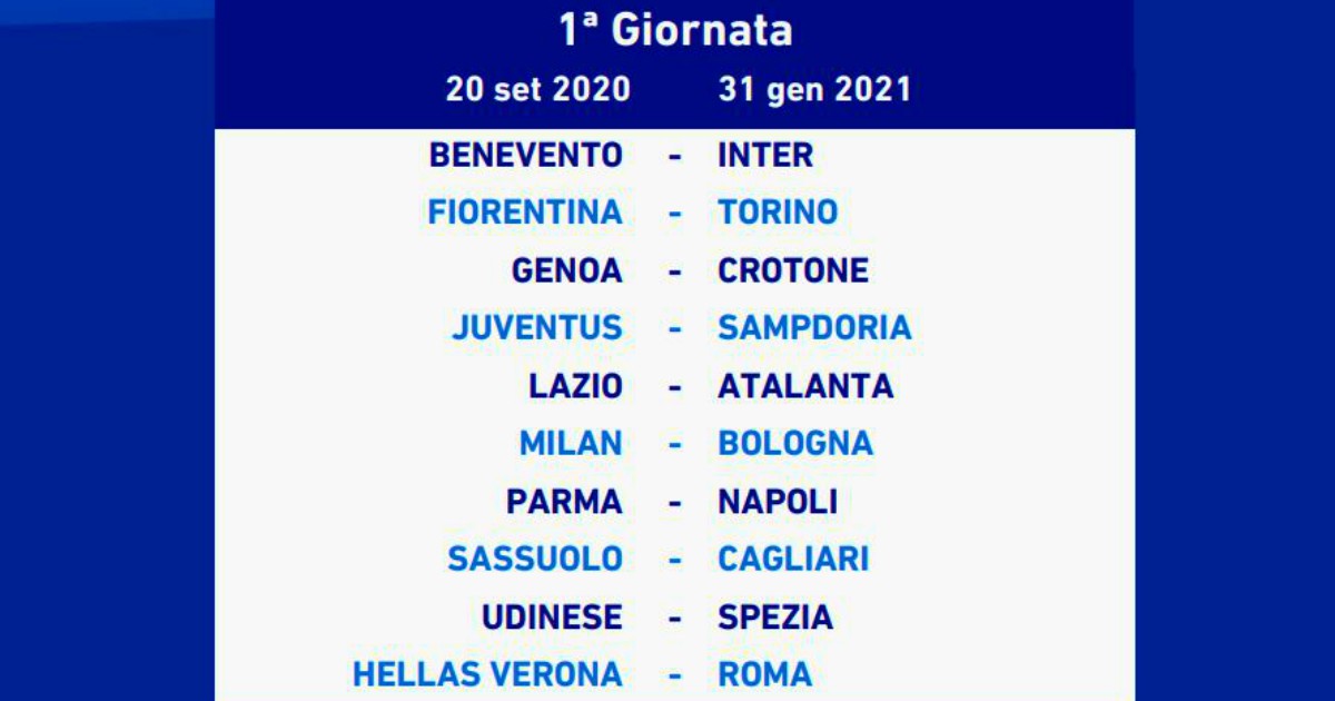 Calendario Serie A Il Campionato 2020 21 Giornata Per Giornata Pirlo Parte Dalla Samp Per Inter Juventus Bisogna Aspettare Gennaio Il Fatto Quotidiano