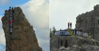Copertina di Flash mob sulle Cinque Torri di Cortina: “Basta impianti”. Tra Mondiali, Olimpiadi e turismo: altre infrastrutture sulle Dolomiti
