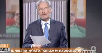 Copertina di Paolo Del Debbio a Beppe Grillo: “Se non hai due noccioline ma due cogli*** attacca me. Tirchio, poveretto, ignorante”