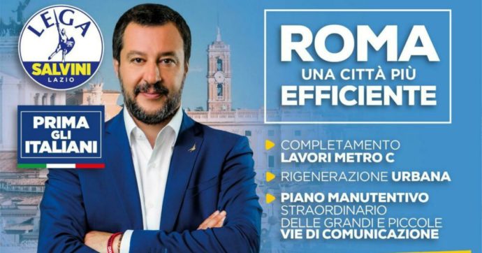Quattro manifesti di Matteo Salvini a Roma. Facili slogan per orecchie senza memoria