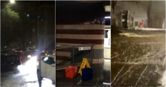 Copertina di Maltempo a Roma, strade allagate e traffico in tilt: piove anche dentro le fermate della metro. Video