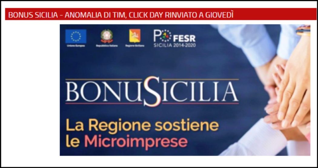 Bonus Sicilia, dopo il flop la Regione annulla il nuovo click day. I contributi per le piccole aziende ora saranno erogati a pioggia