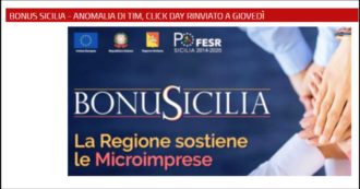 Copertina di Bonus Sicilia, dopo il flop la Regione annulla il nuovo click day. I contributi per le piccole aziende ora saranno erogati a pioggia
