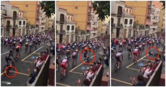 Copertina di Giro d’Italia, la caduta di Geraint Thomas a Enna: colpisce una borraccia e scivola sull’asfalto