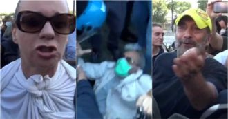 Roma, tensione tra manifestanti e polizia nella piazza negazionista: “Vergogna mondiale”. Poi contro i cronisti: “Pezzo de merda, mo te sputo”