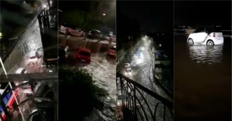 Copertina di Maltempo, le strade di Posillipo come fiumi dopo un violento nubifragio. Decine di testimonianze video in rete: auto sott’acqua