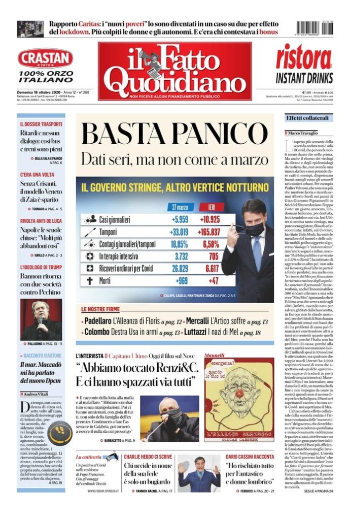 Copertina di domenica 18 ottobre 2020