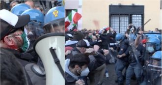 Copertina di Roma, tensioni e scontri alla manifestazione delle Mascherine Tricolori contro il lockdown