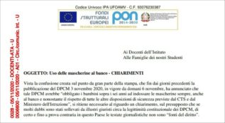 Copertina di “Mascherina al banco non obbligatoria”. A Ferrara  preside fuorilegge sostiene che il Dpcm non la imponga. Poi la retromarcia