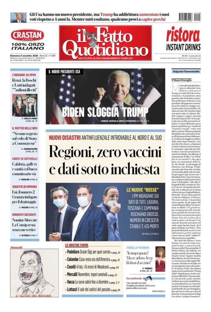 Copertina di domenica 8 novembre 2020