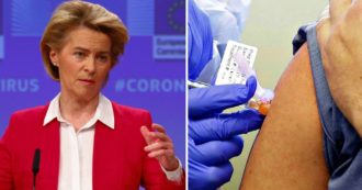 Copertina di Vaccini Covid, nuovo aumento di dosi per l’Ue. Von der Leyen: “Altre 300 milioni di dosi Pfizer”