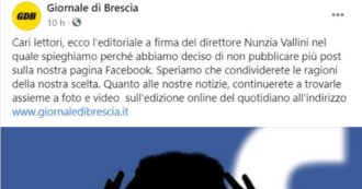 Copertina di La scelta del Giornale di Brescia: se ne va da facebook. “Falsità e insulti: non vogliamo più essere corresponsabili, impossibile moderare”
