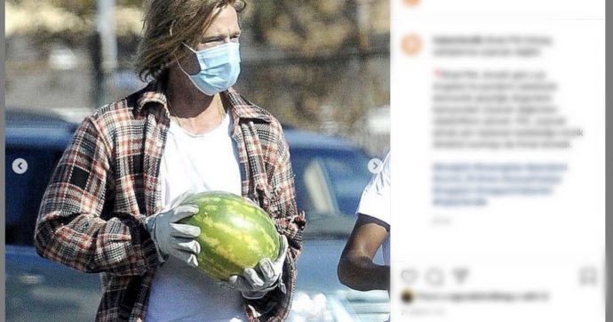 Brad Pitt aiuta i poveri di Los Angeles con un cocomero in mano (e nessuno lo riconosce)