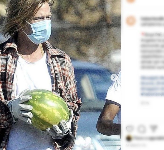 Brad Pitt aiuta i poveri di Los Angeles con un cocomero in mano (e nessuno lo riconosce)
