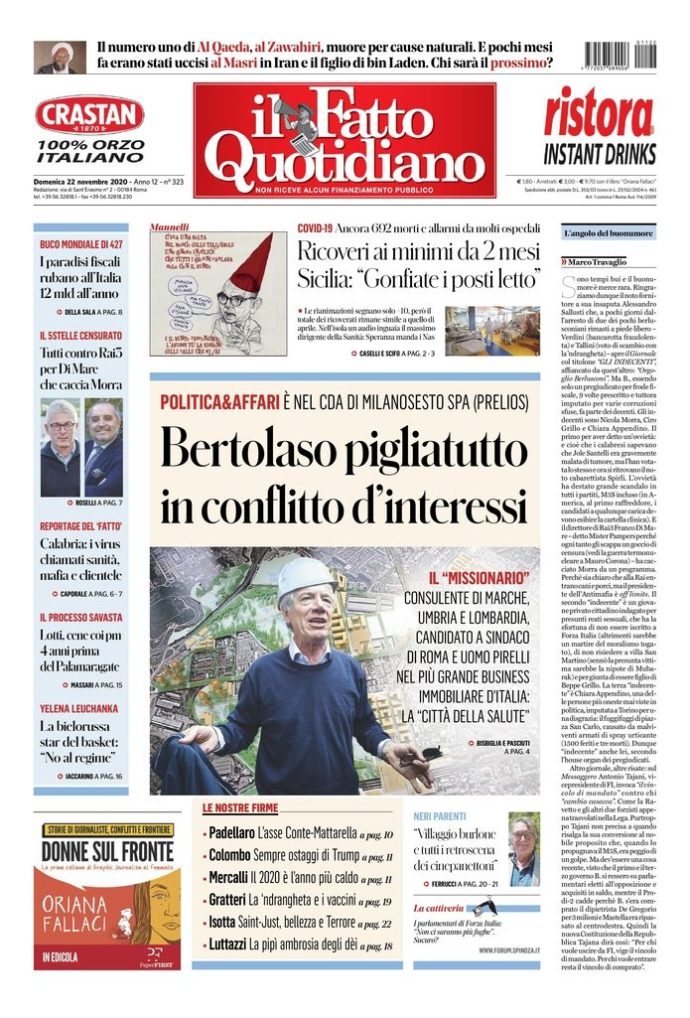 Copertina di domenica 22 novembre 2020